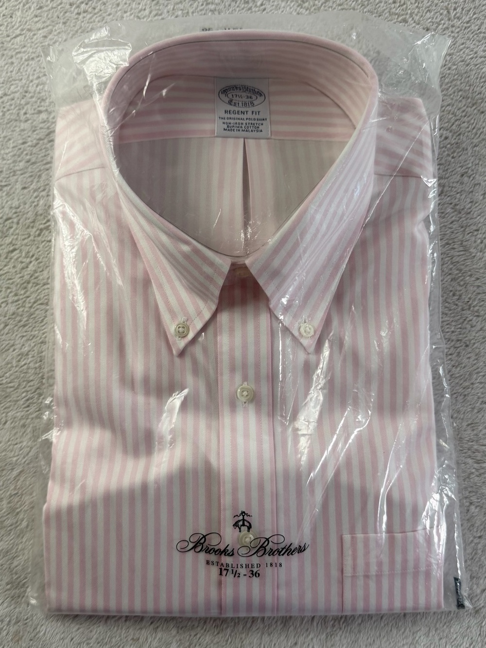 NWT Brooks Brothers White Pink Stripe Regent Dress Shirt 17.5 36 Oxford original